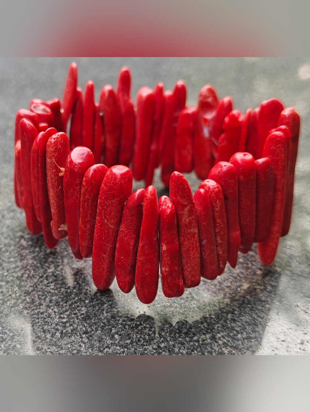 Vintage Genuine Sponge Red Coral Stretch Bracelet